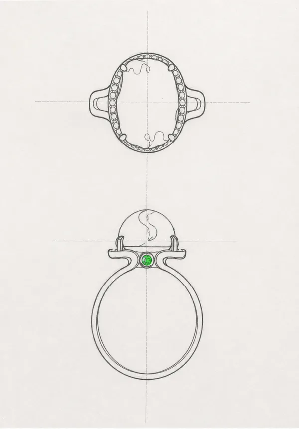 Beeswax Amber Ring — sketch