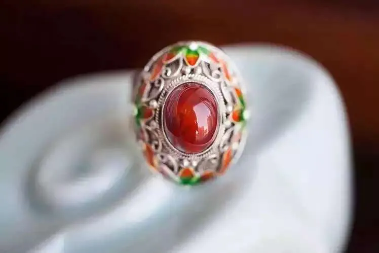 Nanhong Agate Filigree Ring — hero